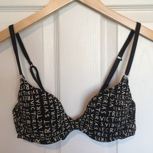 Victoria’s Secret 34B Line Demi Bra Text Pattern